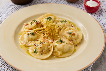 Savory Dumplings with Potato and Bacon Rustic Charm and Homely Elegance
