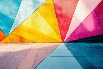 Obraz premium Colorful geometric wall and pavement design