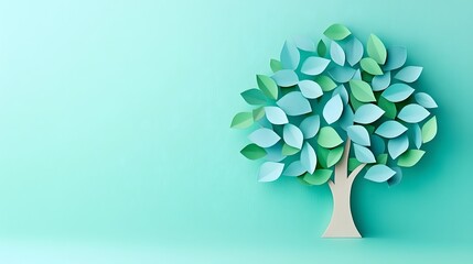 paper cut tree with vibrant green leaves symbolizing the growth and of individuals coming together in a united harmonious community  This abstract