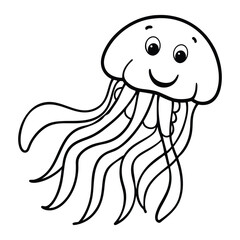 happy floating jellyfish icon 