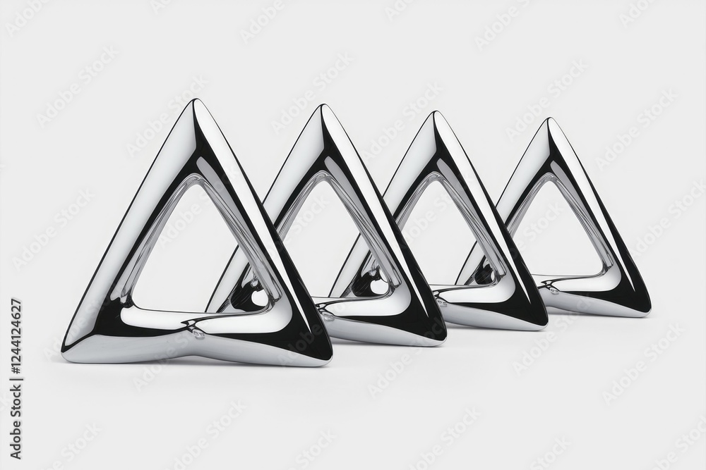 Poster Three polished chrome triangles interlock, creating a modern and minimalist design.