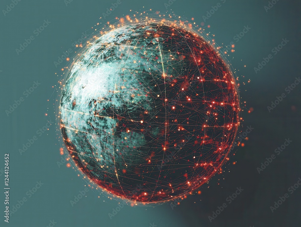 Poster global connectivity visualization digital art abstract background futuristic concepts innovative des