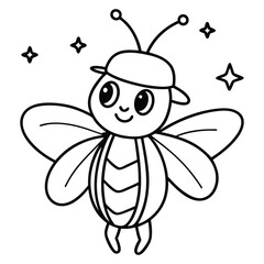 cute twinkling firefly with a cap