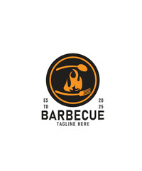 Barbecue logo design or bbq and grill image vector illustration
