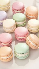 Fototapeta premium Colorful macarons delight pastry shop culinary bright environment close-up dessert indulgence
