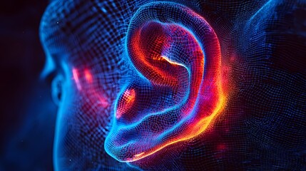 Vibrant 3D Layered Showcasing the Intricate Internal Structure of the Human Ear   A Captivating Anatomical Celebrating the Complexity and Beauty of the Auditory System