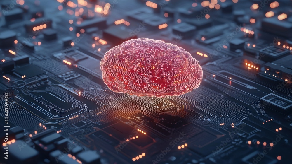 Poster exploring neural networks digital landscape 3d visualization futuristic environment abstract concept