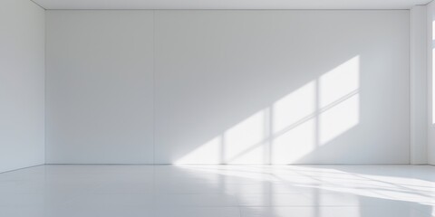 Fototapeta premium A large room with a white wall and a white floor.