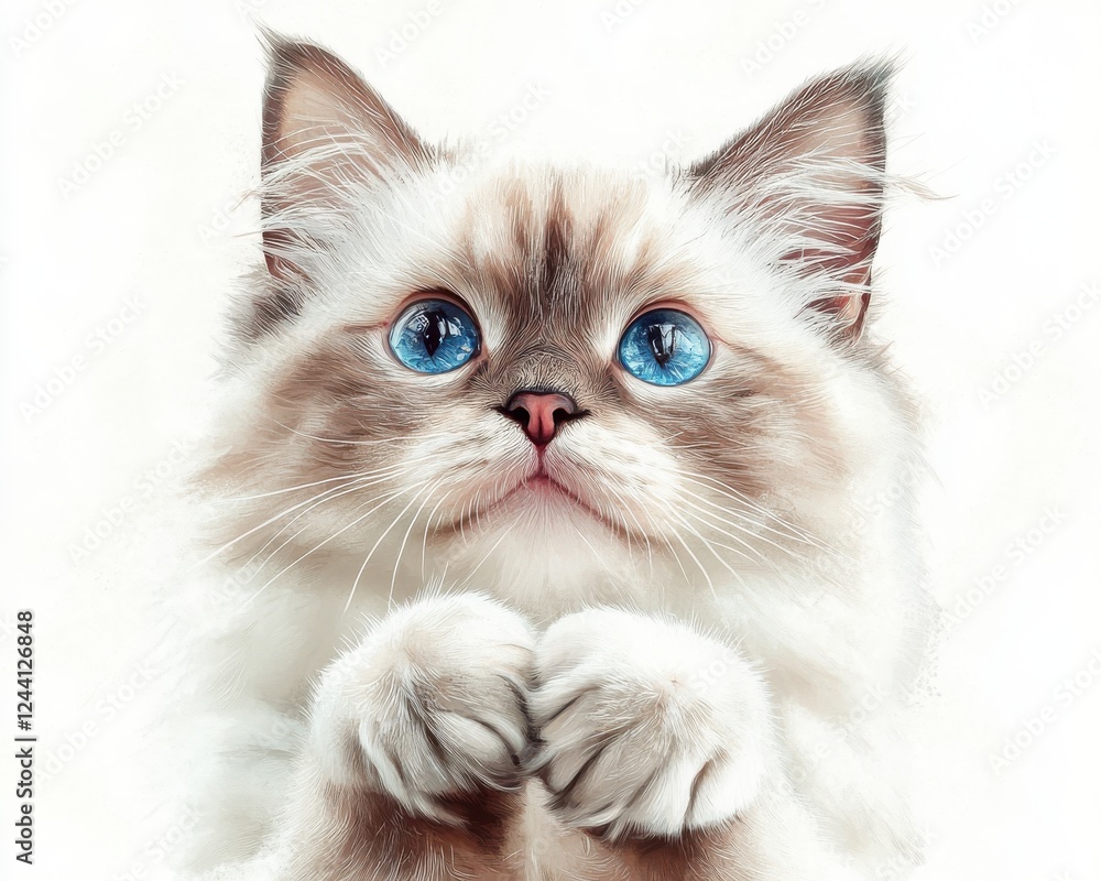Aufkleber cute fluffy kitten with striking blue eyes and adorable expression looking curiously at the viewer i