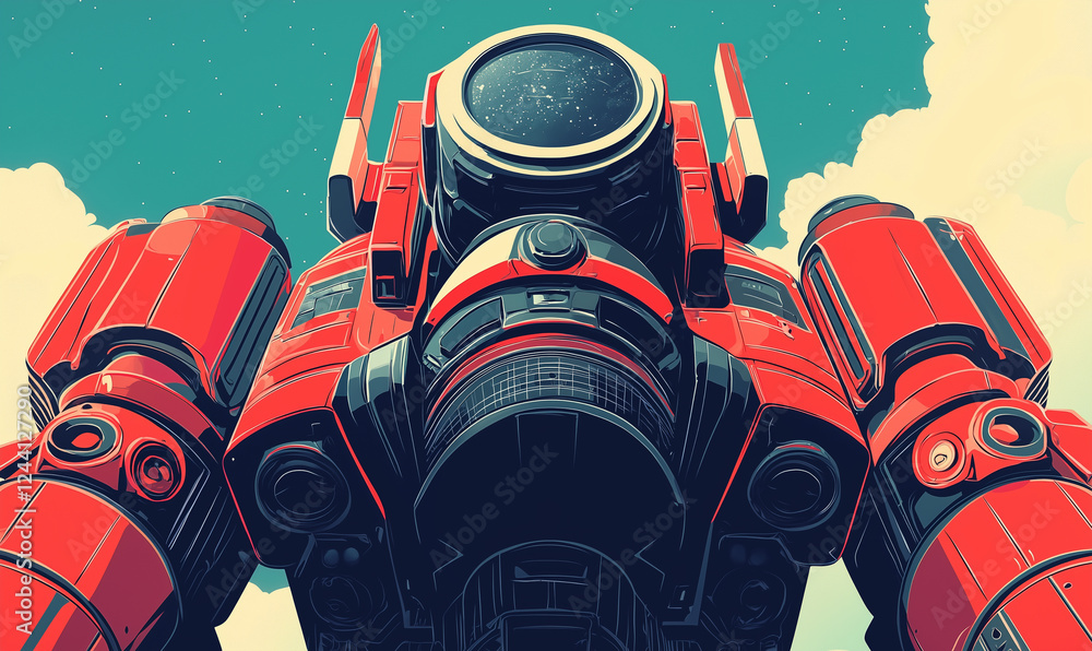 Poster innovative space exploration robotics orbiting planets digital art cosmic environment close-up view 