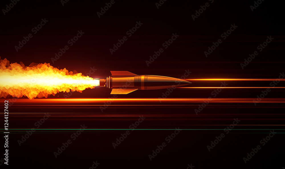 Poster rocket launch event outer space digital art cosmic environment dynamic viewpoint space exploration i