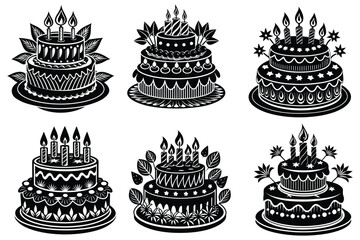 birthday cake vector silhouette art illustration