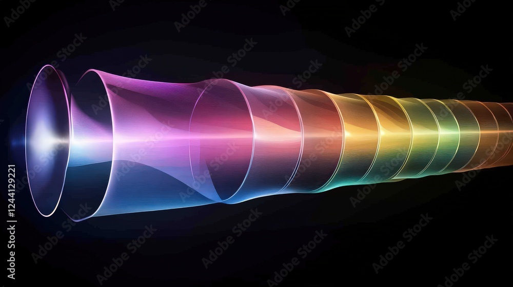 Poster detailed image of light waves propagating through a transparent medium, explaining how the speed of 