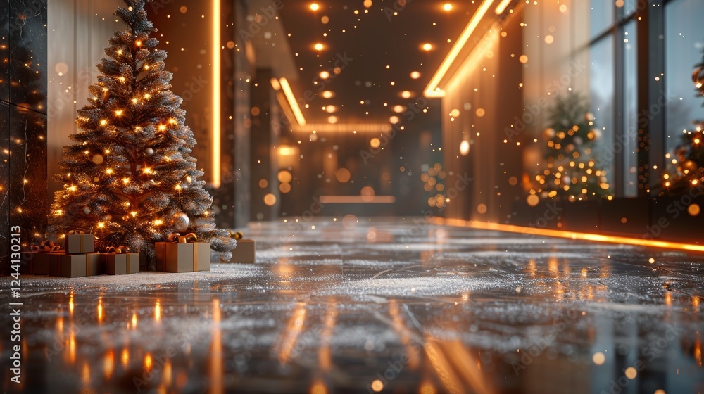 Poster winter wonderland office reception background generative ai
