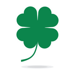 St Patrick's Day. Lucky Four-leaf clover, Green Four leaf clover vector icon. Lucky and happiness concept. Shamrock - green four leaf clover icon. Good luck theme design element.