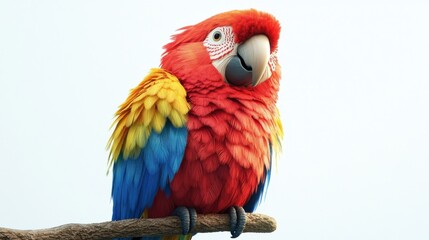Obraz premium Colorful Parrot Sitting on Branch Against Soft Light Background