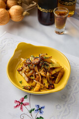 Rustic Fried Potatoes with Onions in Warm Golden Tones