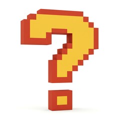Fototapeta premium 8-bit pixel art question mark symbol isolated, retro gaming help icon design, pixelated FAQ graphic element illustration 
