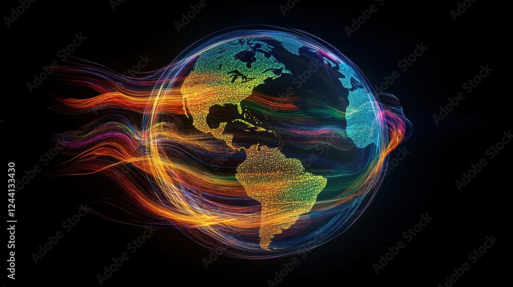 Poster colorful abstract representation of planet earth with dynamic layers
