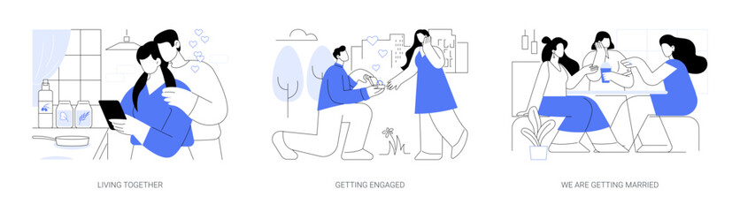 Young couple isolated cartoon vector illustrations se