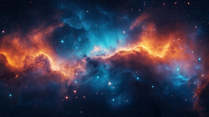 Fototapeta premium Majestic Cosmic Nebula: A Stunning Display of Colors and Stars in Deep Space