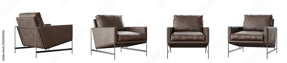 Aufkleber Armchair set isolated on transparent background. 3D render.