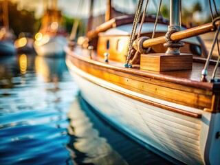Obraz premium Whimsical tilt-shift photo: a miniature sailboat fender, close-up. Yacht accessory detail.