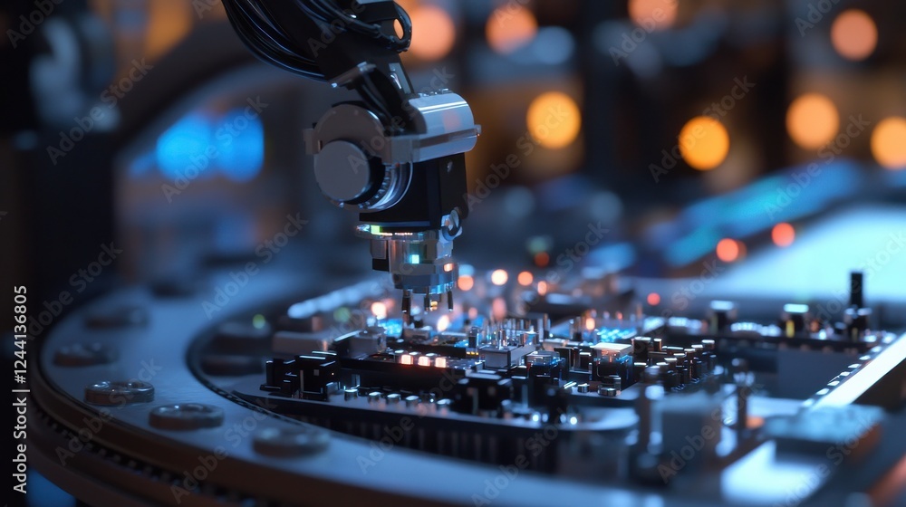 Aufkleber robotic arm assembling circuit board in high-tech environment