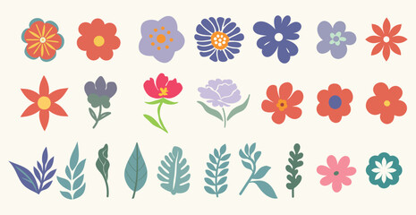 Collection of floral and botany elements, Abstract set of wildflower, Style for banners, wallpaper, posters, websites, online shopping.Vector illustration design and creative idea,eps 10.