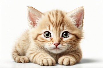 Obraz premium Cute adorable domestic curious cat kitten animal with its paws peeking over a white surface, photorealistic illustration on isolated background texture design. 
