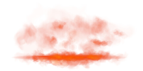 Red stage with smoke and particle saw light on the floor. Neon light. Empty red stage and studio room with floating smoke. For product demonstrations. Misty texture overlays background. PNG.