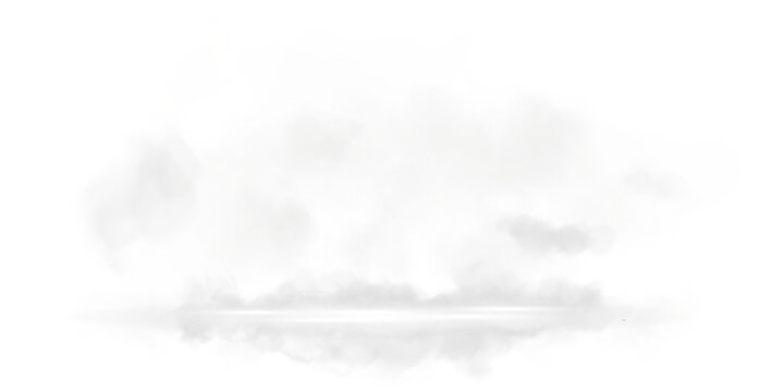 White stage with smoke and particle saw light on the floor. Neon light. Empty white stage and studio room with floating smoke. For product demonstrations. Misty texture overlays backround. PNG.