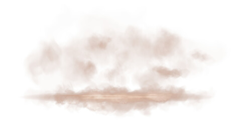 Chocolate brown stage with smoke and particle saw light on the floor. Empty chocolate brown stage and studio room with floating smoke. For product demonstrations. Chocolate brown shade Mocha Mousse. 