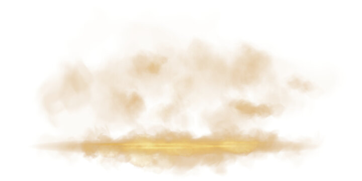 Golden stage with smoke and particle saw light on the floor. Neon light. Empty golden stage and studio room with floating smoke. For product demonstrations. PNG.