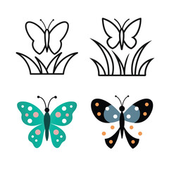 Butterfly Line Art Icons Nature, Insects, Designs, Graphics, Illustrations
