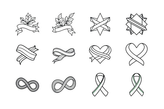Ribbons, Banners, and Infinity Symbols Design Elements for Memorials