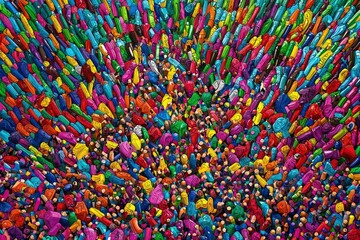 Fototapeta premium A Colorful Collection Of Many Crayons And Pencils