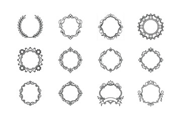 Elegant Ornate Decorative Circular Frames, Floral, Vintage, Design Elements