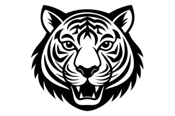 tiger head vector silhouette vector illustration, tiger head logo 