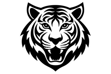 tiger head vector silhouette vector illustration, tiger head logo 