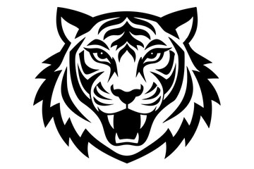 tiger head vector silhouette vector illustration, tiger head logo 