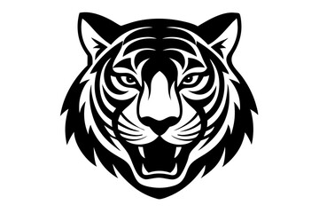 tiger head vector silhouette vector illustration, tiger head logo 