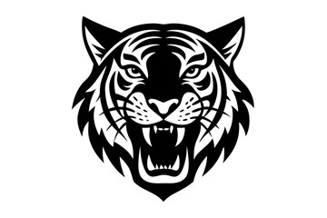 tiger head vector silhouette vector illustration, tiger head logo 