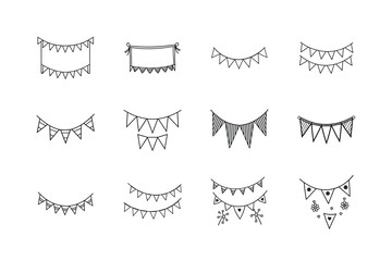 Handdrawn Bunting Flags Party Decorations, Celebration Banners, Festive Designs