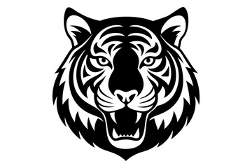 Fototapeta premium Tiger head vector silhouette illustration with a wild and powerful design