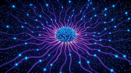 Fototapeta premium Abstract representation of a brain with glowing connections.