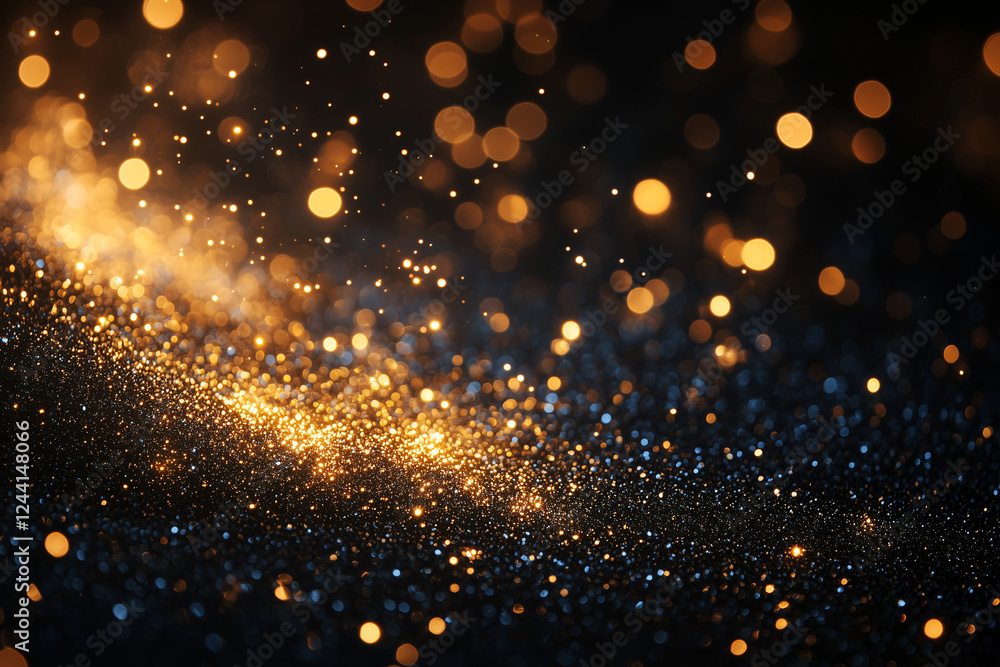 Poster golden dust and light: a mesmerizing abstract background with shimmering gold dust scattering across