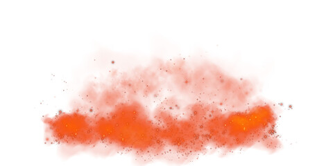 Red stage with smoke and particle saw light on the floor. Neon light. Empty red stage and studio room with floating smoke. For product demonstrations. PNG.