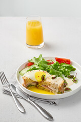 Elegant Croque Madame with Mixed Salad Bright, Minimalist Food Photography