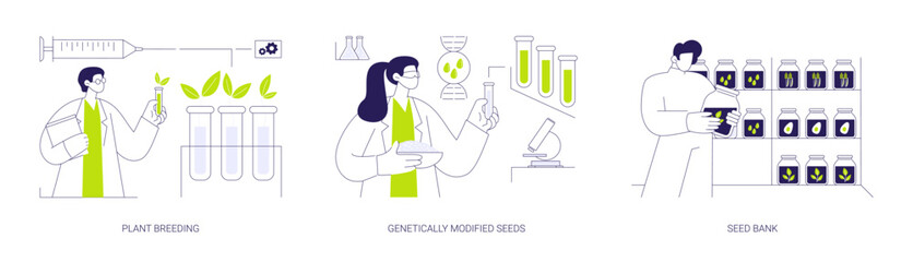 Seedling cultivation abstract concept vector illustrations.